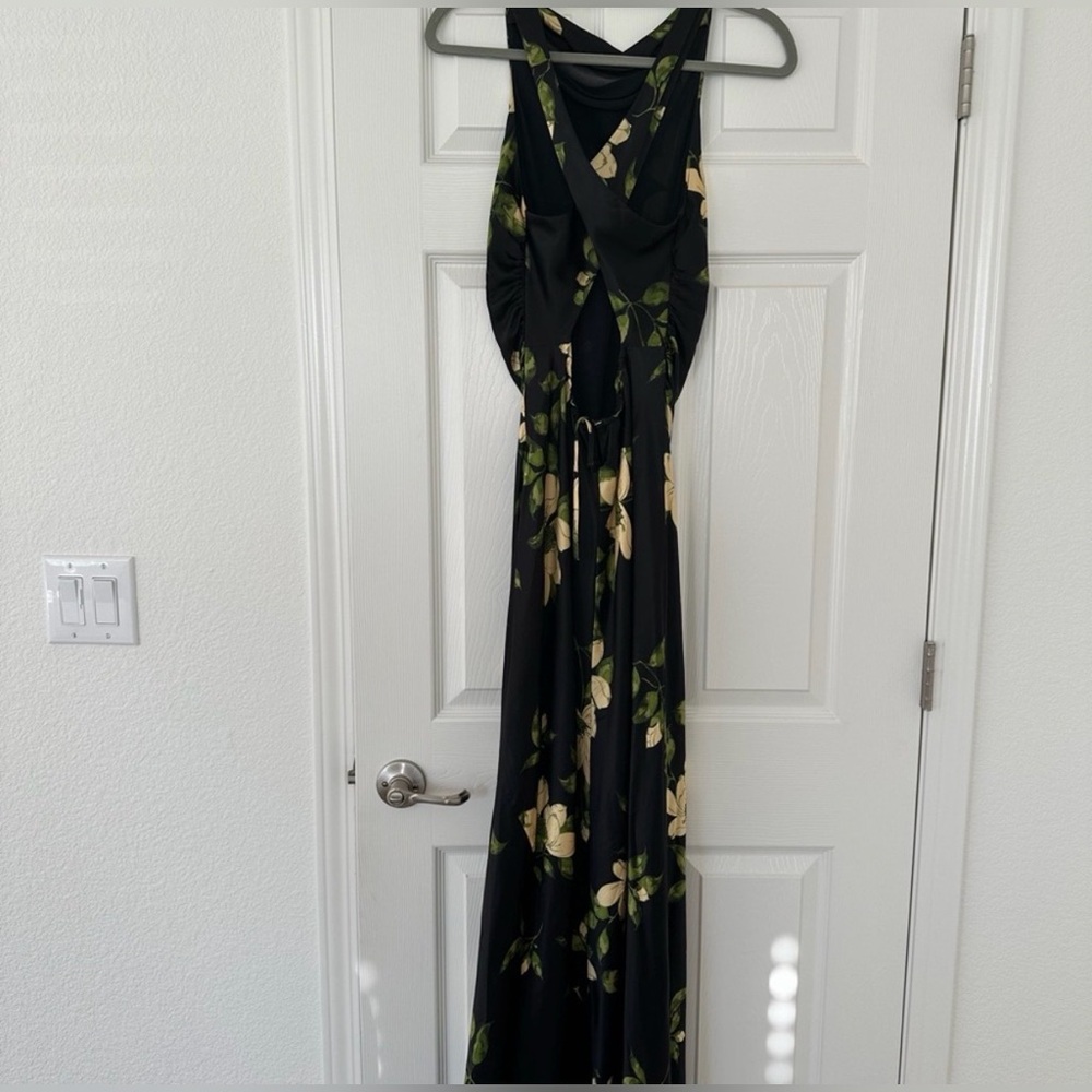 NEW Reformation Anaiis Silk Dress Black Floral Mood For Love 6 - Picture 14 of 16